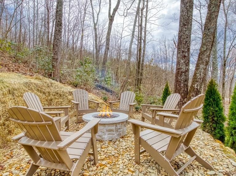 Fire Pit and Cabin side view